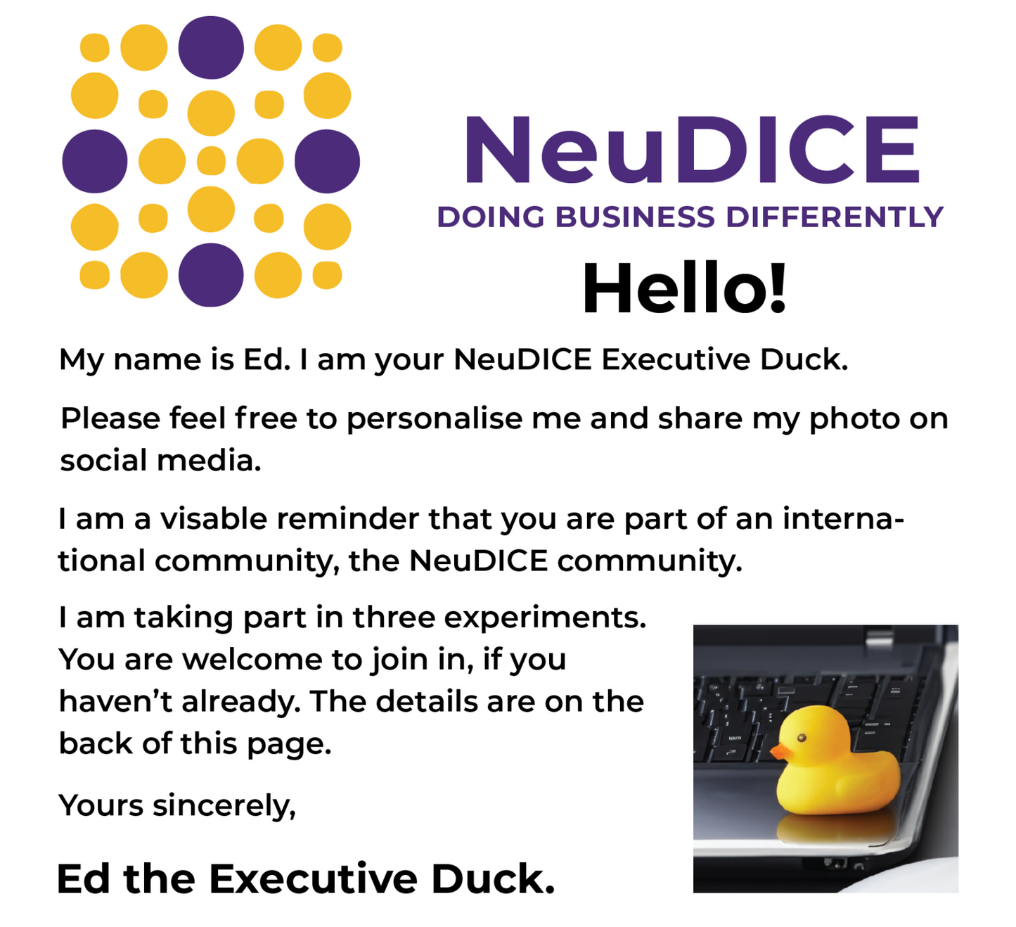 How to use Ed the Duck